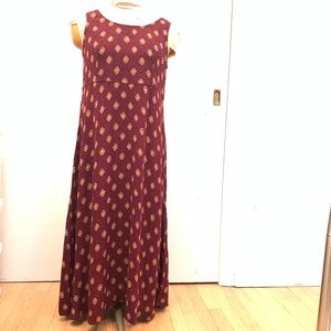 Rabbit Designs Vintage dress Burgundy Gold crosses